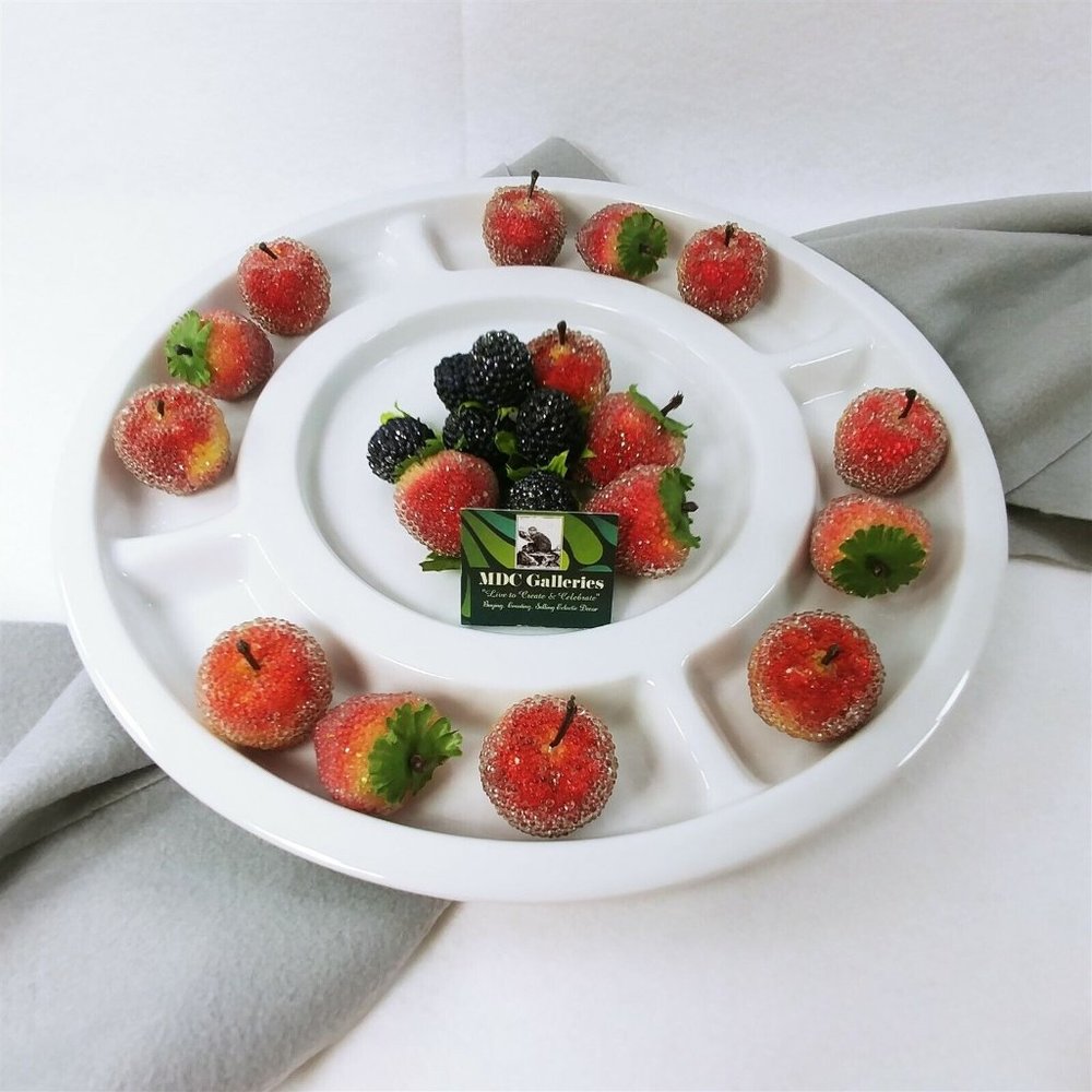 Serving Platter Ceramic Divided White 5 Sections